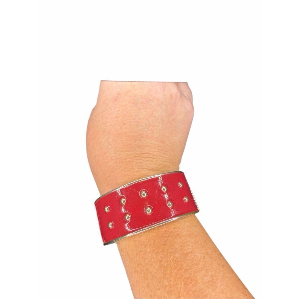 Boutique red and silver cuff bracelet